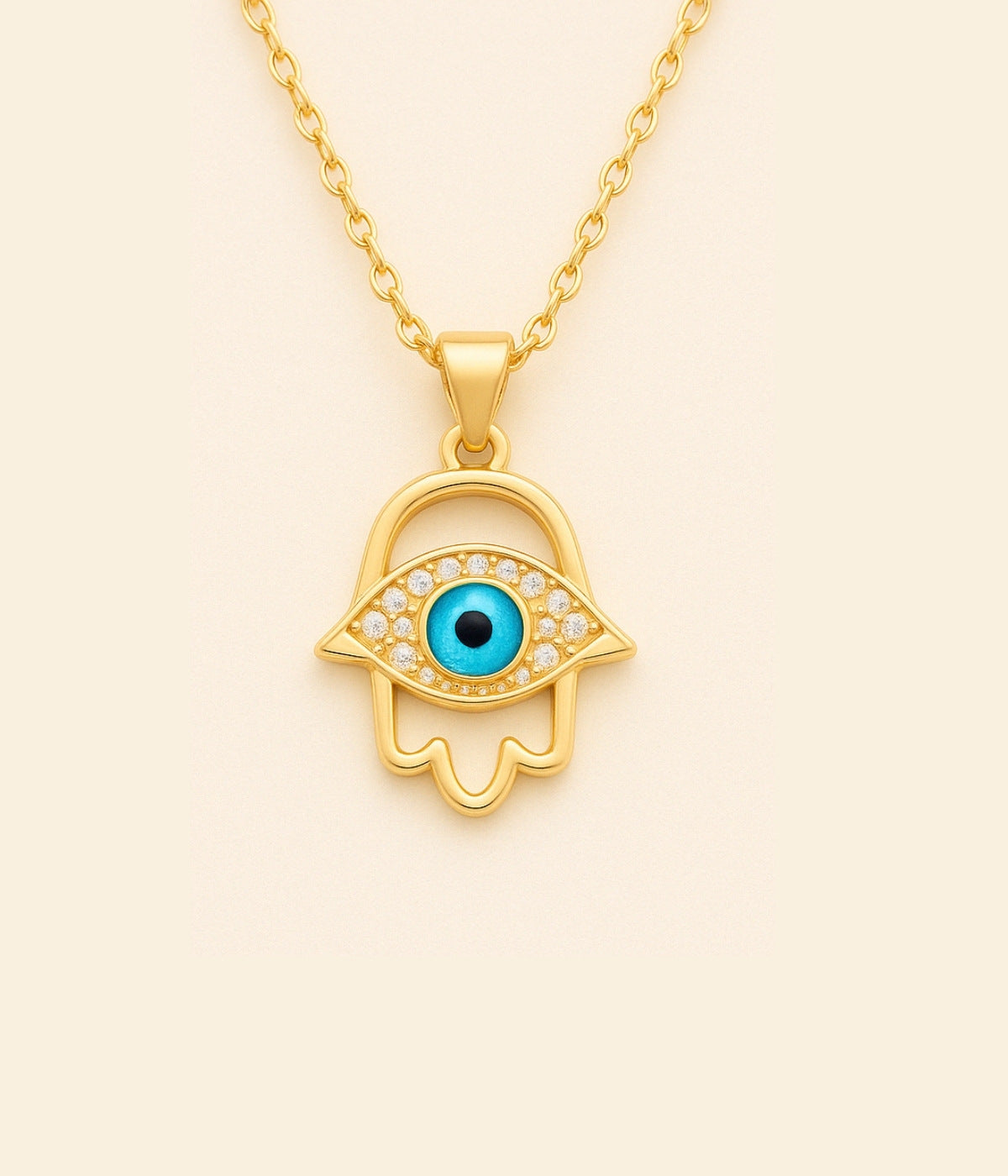 Goldene Kette mit blauem Auge Anhänger – türkisches Auge als Schmucksymbol
